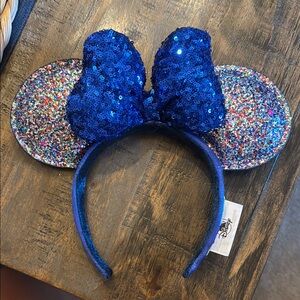 Blue Sequin Mouse Ears Headband